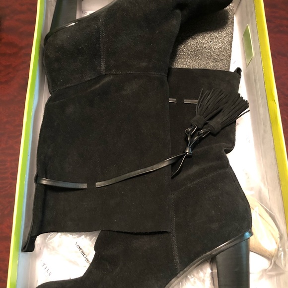 Black Suede Boots brand new Size 10 - Picture 5 of 6